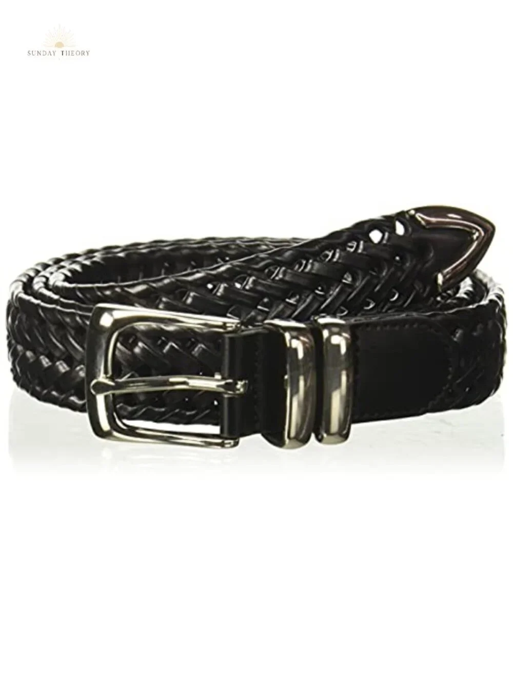 Genuine Leather Braided Dress Belt Single Prong Buckle